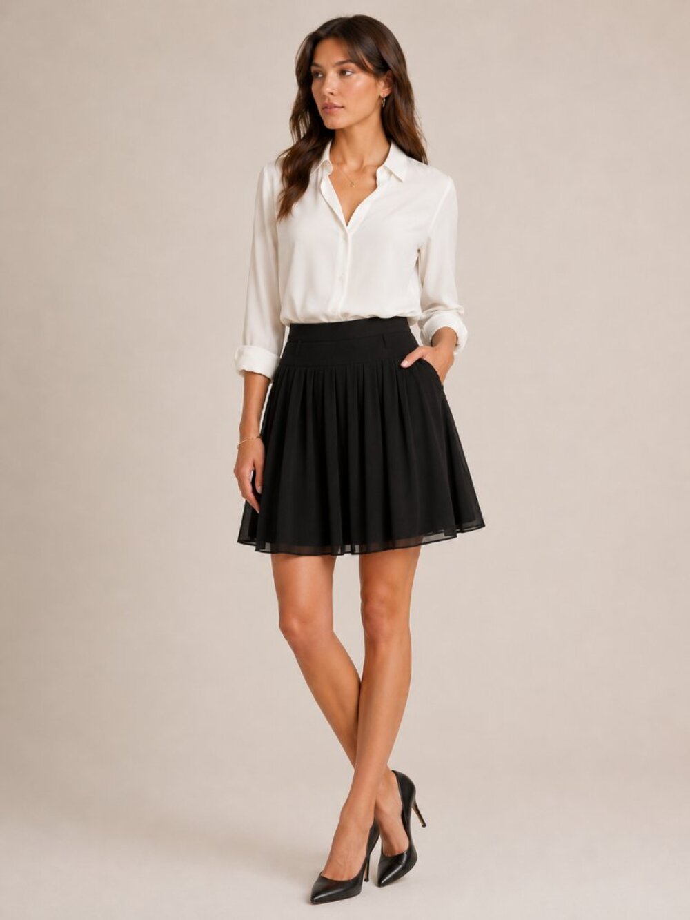 ✨Vince Camuto✨Pleated Chiffon Skater Skirt